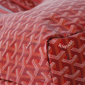 Very Good Condition GOYARD Saint Louis PM Tote Bag Shoulder Bag Shoulder Tote with Pouch Leather Red Red Used 4a001220