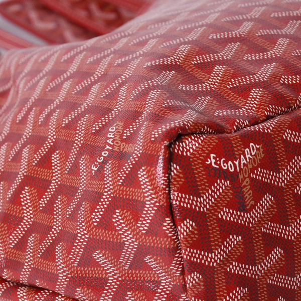 Very Good Condition GOYARD Saint Louis PM Tote Bag Shoulder Bag Shoulder Tote with Pouch Leather Red Red Used 4a001220