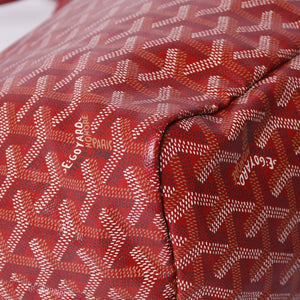 Very Good Condition GOYARD Saint Louis PM Tote Bag Shoulder Bag Shoulder Tote with Pouch Leather Red Red Used 4a001220