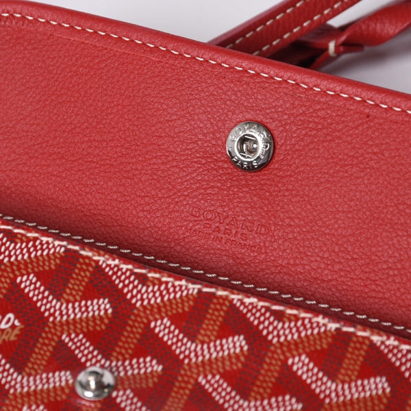 Very Good Condition GOYARD Saint Louis PM Tote Bag Shoulder Bag Shoulder Tote with Pouch Leather Red Red Used 4a001220