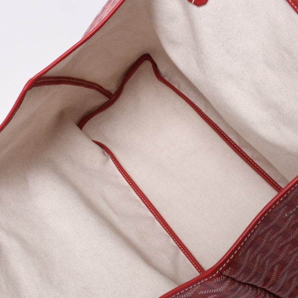 Very Good Condition GOYARD Saint Louis PM Tote Bag Shoulder Bag Shoulder Tote with Pouch Leather Red Red Used 4a001220