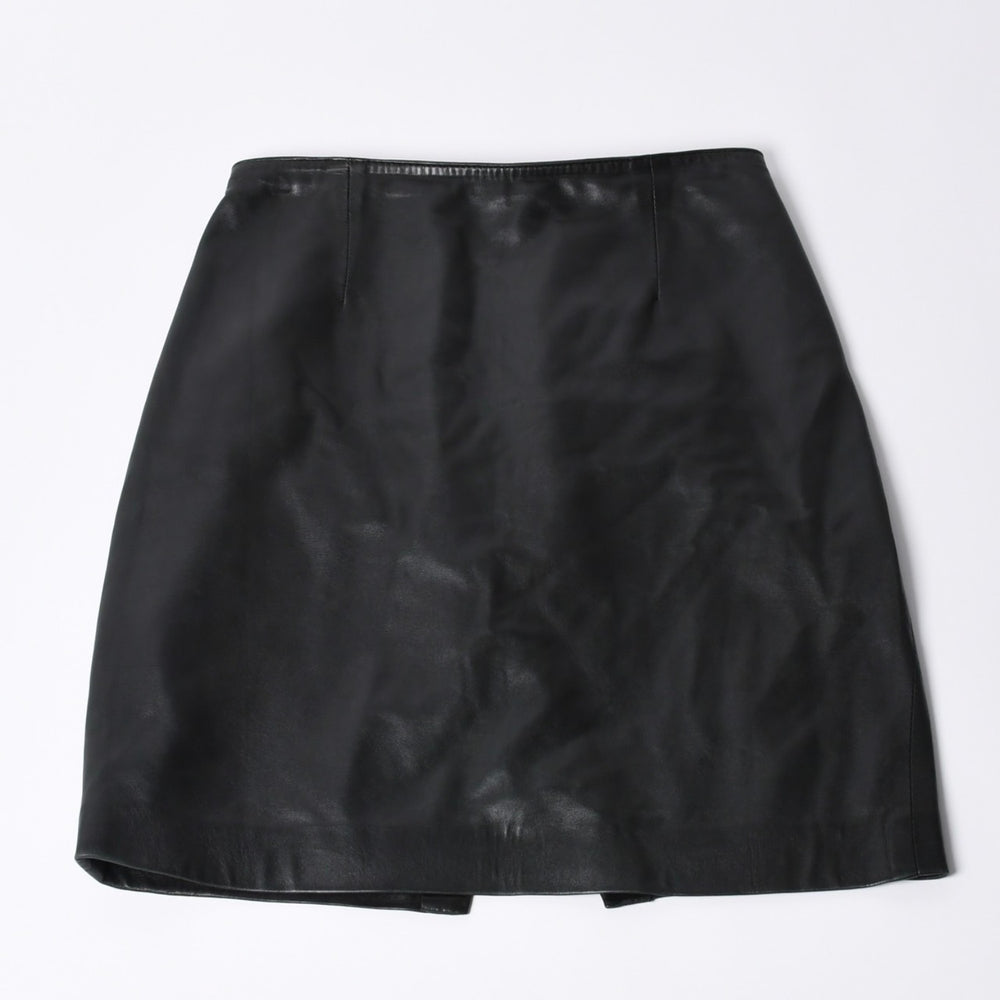 CHROME HEARTS クロムハーツ ハーフダガージップ レザースカート サイズ26 ブラック シルバー925 美品 中古 4a000951