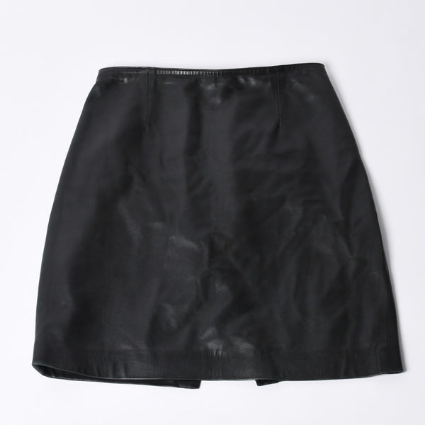 CHROME HEARTS クロムハーツ ハーフダガージップ レザースカート サイズ26 ブラック シルバー925 美品 中古 4a000951
