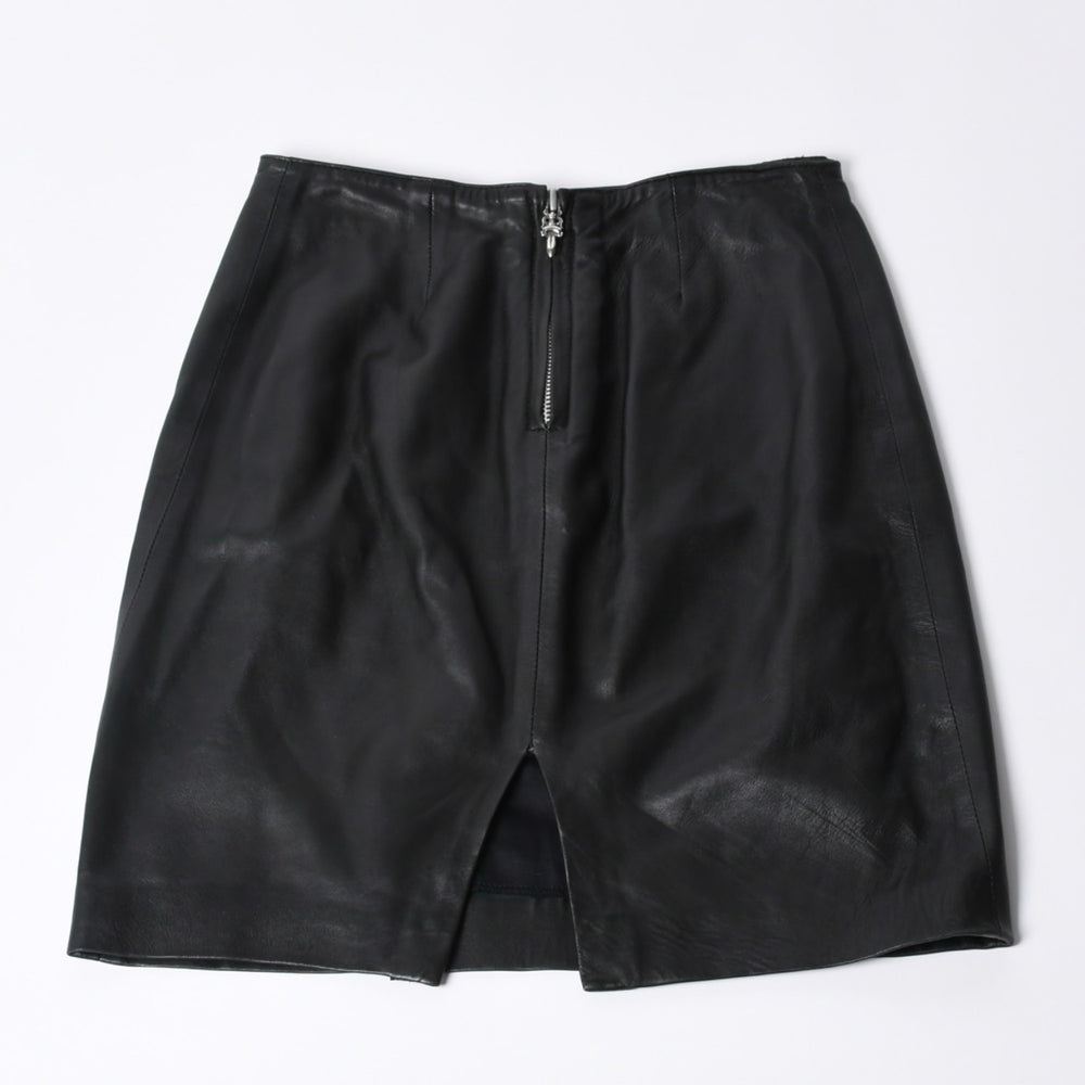 CHROME HEARTS クロムハーツ ハーフダガージップ レザースカート サイズ26 ブラック シルバー925 美品 中古 4a000951