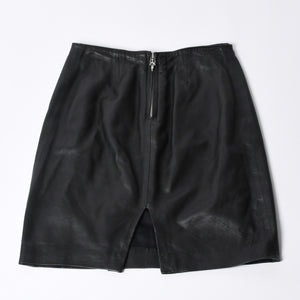 CHROME HEARTS クロムハーツ ハーフダガージップ レザースカート サイズ26 ブラック シルバー925 美品 中古 4a000951