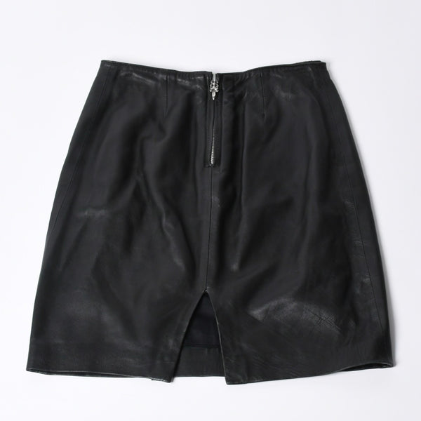 CHROME HEARTS クロムハーツ ハーフダガージップ レザースカート サイズ26 ブラック シルバー925 美品 中古 4a000951