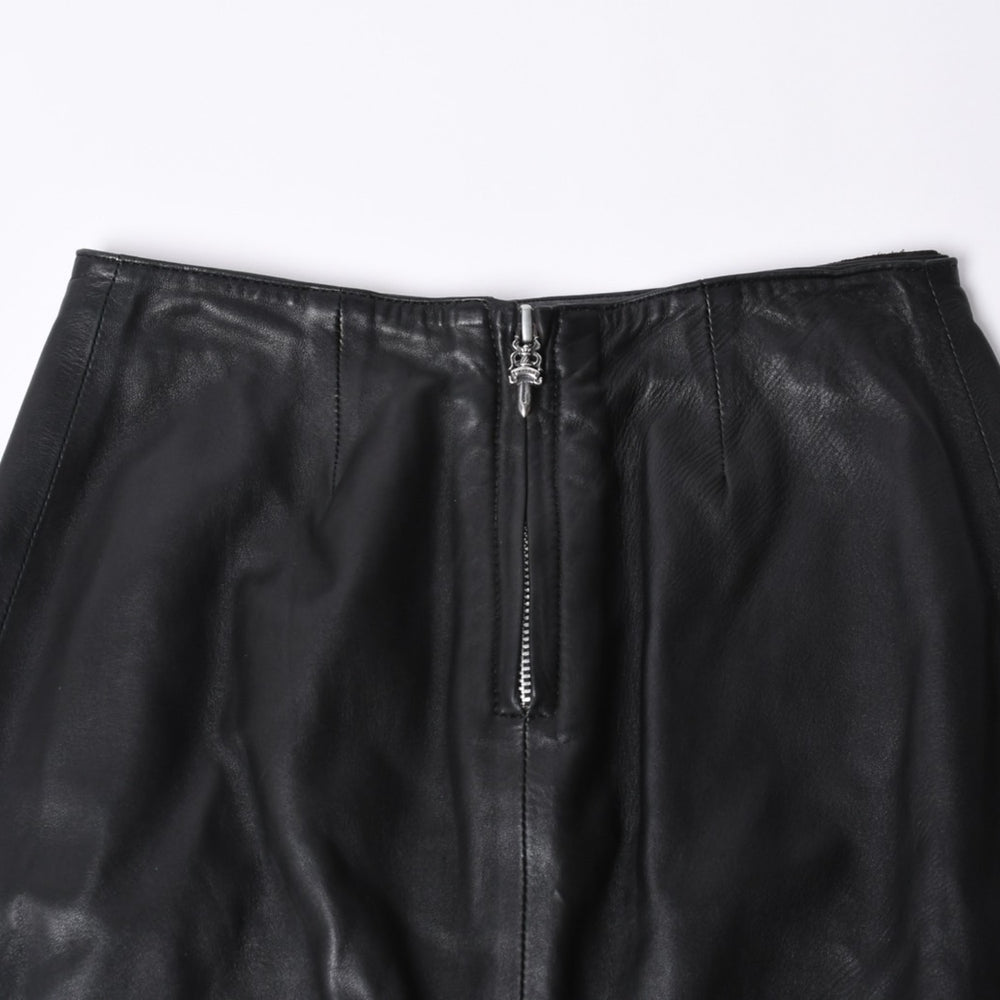 CHROME HEARTS Half Dagger Zip Leather Skirt Size 26 Black Silver 925 Good Condition Used 4a000951
