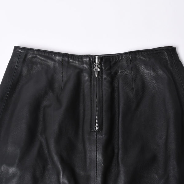 CHROME HEARTS クロムハーツ ハーフダガージップ レザースカート サイズ26 ブラック シルバー925 美品 中古 4a000951