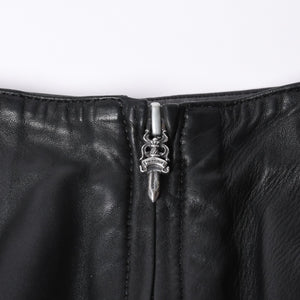CHROME HEARTS クロムハーツ ハーフダガージップ レザースカート サイズ26 ブラック シルバー925 美品 中古 4a000951