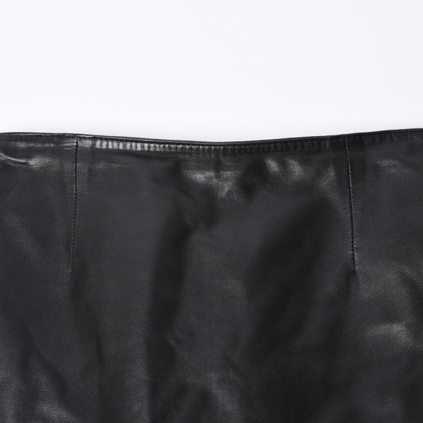 CHROME HEARTS クロムハーツ ハーフダガージップ レザースカート サイズ26 ブラック シルバー925 美品 中古 4a000951