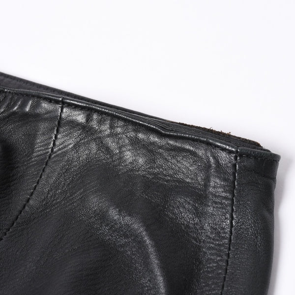 CHROME HEARTS クロムハーツ ハーフダガージップ レザースカート サイズ26 ブラック シルバー925 美品 中古 4a000951