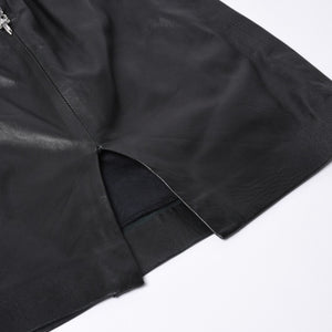 CHROME HEARTS クロムハーツ ハーフダガージップ レザースカート サイズ26 ブラック シルバー925 美品 中古 4a000951