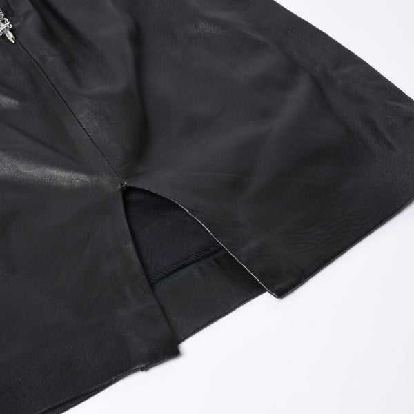 CHROME HEARTS クロムハーツ ハーフダガージップ レザースカート サイズ26 ブラック シルバー925 美品 中古 4a000951
