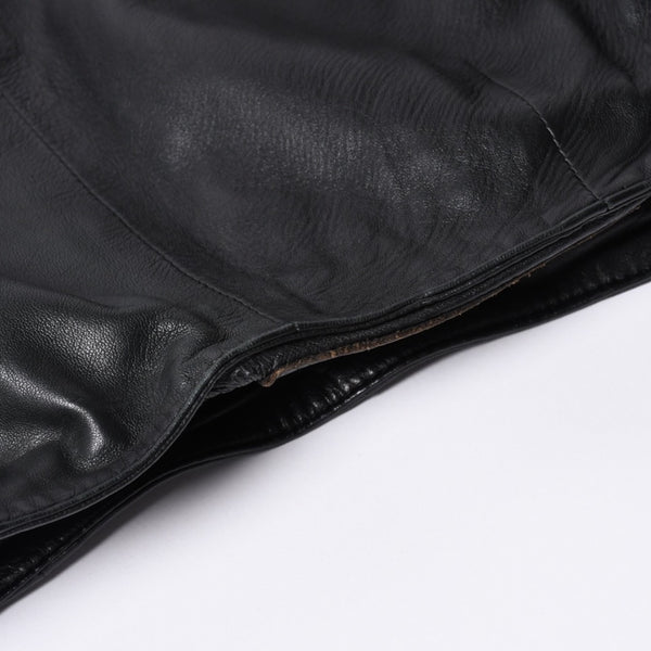 CHROME HEARTS クロムハーツ ハーフダガージップ レザースカート サイズ26 ブラック シルバー925 美品 中古 4a000951