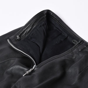 CHROME HEARTS クロムハーツ ハーフダガージップ レザースカート サイズ26 ブラック シルバー925 美品 中古 4a000951