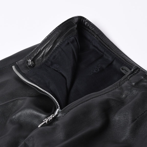 CHROME HEARTS クロムハーツ ハーフダガージップ レザースカート サイズ26 ブラック シルバー925 美品 中古 4a000951