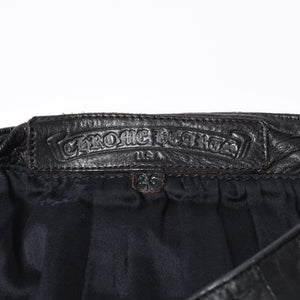 CHROME HEARTS クロムハーツ ハーフダガージップ レザースカート サイズ26 ブラック シルバー925 美品 中古 4a000951