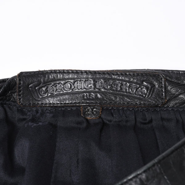 CHROME HEARTS クロムハーツ ハーフダガージップ レザースカート サイズ26 ブラック シルバー925 美品 中古 4a000951