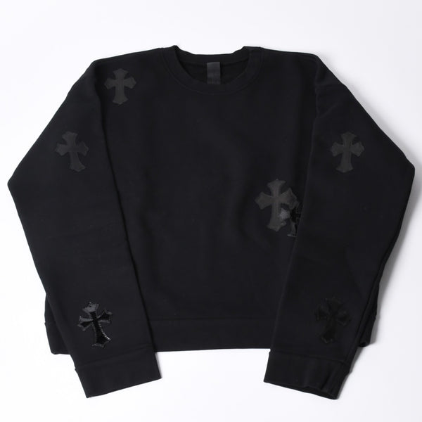 New and unused CHROME HEARTS Cemetery Cross Patch Sweatshirt Size M 17 Patch Haraco Patent Leather Used 4a001302