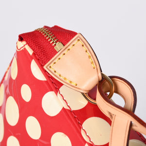 極美品 LOUIS VUITTON ルイヴィトン 草間彌生 ヴェルニ M91427 ドットインフィニティ ポシェットアクセソワール ブラック ホワイト 中古 4a001023