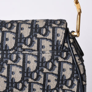 Very Good Condition Christian Dior Saddle Mini Bag Handbag M0456CTZQ Oblique Navy Used 4a000999