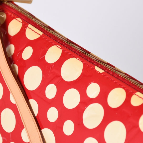 極美品 LOUIS VUITTON ルイヴィトン 草間彌生 ヴェルニ M91427 ドットインフィニティ ポシェットアクセソワール ブラック ホワイト 中古 4a001023