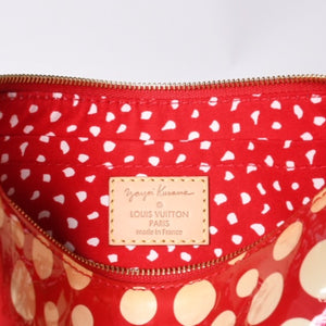 極美品 LOUIS VUITTON ルイヴィトン 草間彌生 ヴェルニ M91427 ドットインフィニティ ポシェットアクセソワール ブラック ホワイト 中古 4a001023