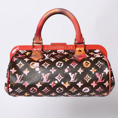 Very Good Condition LOUIS VUITTON Monogram Water Color Richard Prince Papillon Handbag M95730 Brown Red Used 4a000902