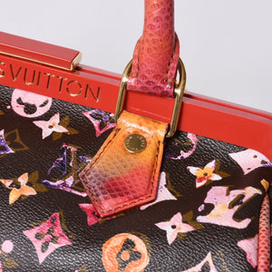 Very Good Condition LOUIS VUITTON Monogram Water Color Richard Prince Papillon Handbag M95730 Brown Red Used 4a000902