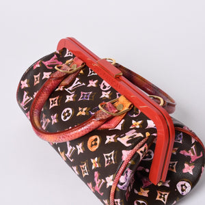Very Good Condition LOUIS VUITTON Monogram Water Color Richard Prince Papillon Handbag M95730 Brown Red Used 4a000902