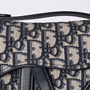 Very Good Condition Christian Dior Saddle Mini Bag Handbag M0456CTZQ Oblique Navy Used 4a000999