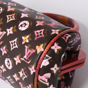 Very Good Condition LOUIS VUITTON Monogram Water Color Richard Prince Papillon Handbag M95730 Brown Red Used 4a000902