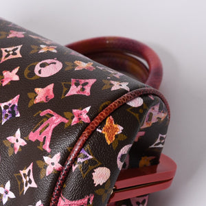 Very Good Condition LOUIS VUITTON Monogram Water Color Richard Prince Papillon Handbag M95730 Brown Red Used 4a000902