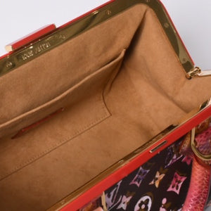 Very Good Condition LOUIS VUITTON Monogram Water Color Richard Prince Papillon Handbag M95730 Brown Red Used 4a000902