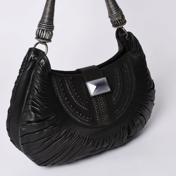 Very Good Condition Christian Dior Handbag 07 RU 1017 Clutch Bag Black Used 4a000852