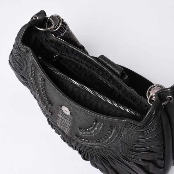 Very Good Condition Christian Dior Handbag 07 RU 1017 Clutch Bag Black Used 4a000852