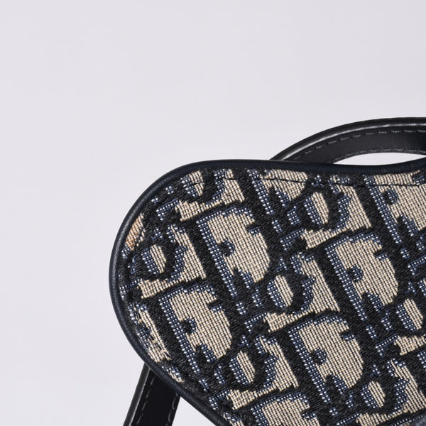 Very Good Condition Christian Dior Saddle Mini Bag Handbag M0456CTZQ Oblique Navy Used 4a000999