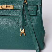 画像をギャラリービューアに読み込む, 極美品 HERMES エルメス ケリー32 内縫い □Q刻印 トリヨンクレマンス グリーン シルバー金具 ハンドバッグ 2WAY 中古 4a001265