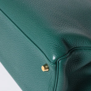 極美品 HERMES エルメス ケリー32 内縫い □Q刻印 トリヨンクレマンス グリーン シルバー金具 ハンドバッグ 2WAY 中古 4a001265