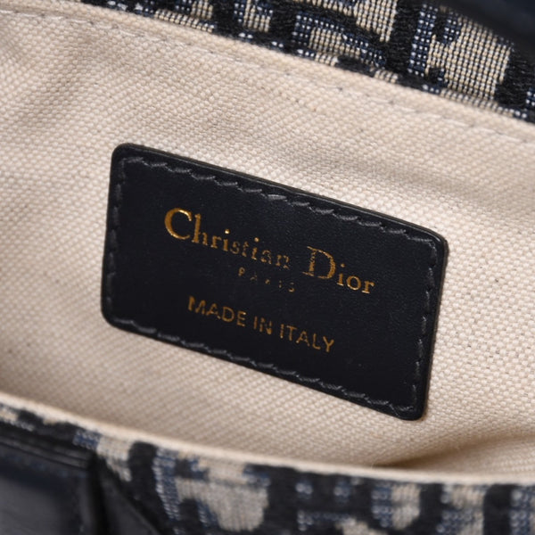 Very Good Condition Christian Dior Saddle Mini Bag Handbag M0456CTZQ Oblique Navy Used 4a001000