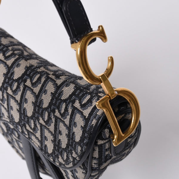 Christian Dior クリスチャンディオール サドルバッグ Saddle Bag 05-RU-1118 ミニディオール Mini Dior オブリーク ジャガード 美品 中古 4a000850