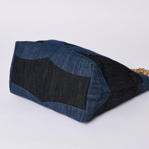 Like new CHANEL Chain tote bag AS3857 Random number here mark denim indigo blue used 4a000988
