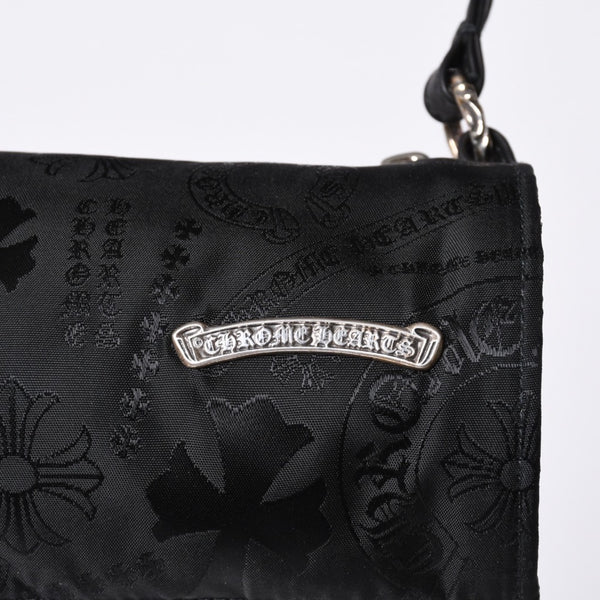 New and unused CHROME HEARTS nylon pouch new all over pattern multi-logo nylon bag leather patch used 4a001126