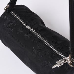 New and unused CHROME HEARTS nylon pouch new all over pattern multi-logo nylon bag leather patch used 4a001126