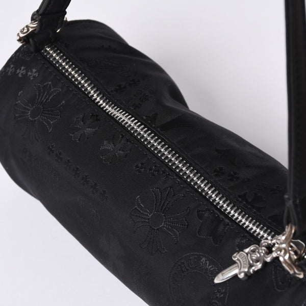 New and unused CHROME HEARTS nylon pouch new all over pattern multi-logo nylon bag leather patch used 4a001126