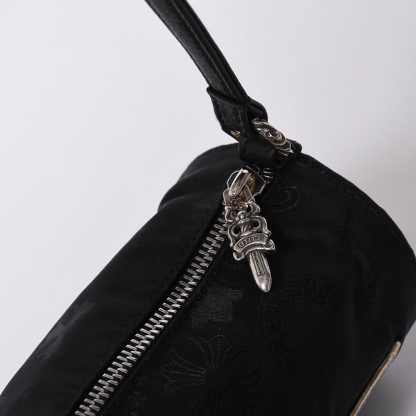 New and unused CHROME HEARTS nylon pouch new all over pattern multi-logo nylon bag leather patch used 4a001126