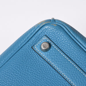 極美品 エルメス HERMES オータクロア 32 ハンドバッグ ブルージーン トゴ シルバー金具 レディース □J刻印中古 4a000973