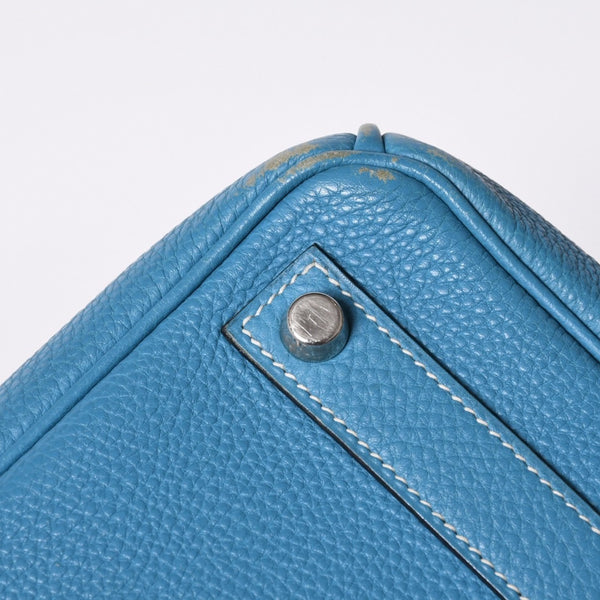 極美品 エルメス HERMES オータクロア 32 ハンドバッグ ブルージーン トゴ シルバー金具 レディース □J刻印中古 4a000973
