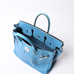 極美品 エルメス HERMES オータクロア 32 ハンドバッグ ブルージーン トゴ シルバー金具 レディース □J刻印中古 4a000973