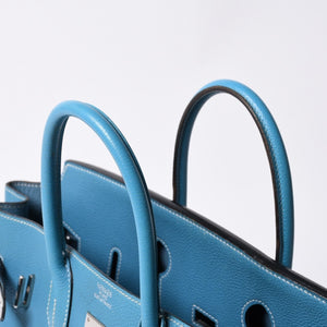 極美品 エルメス HERMES オータクロア 32 ハンドバッグ ブルージーン トゴ シルバー金具 レディース □J刻印中古 4a000973